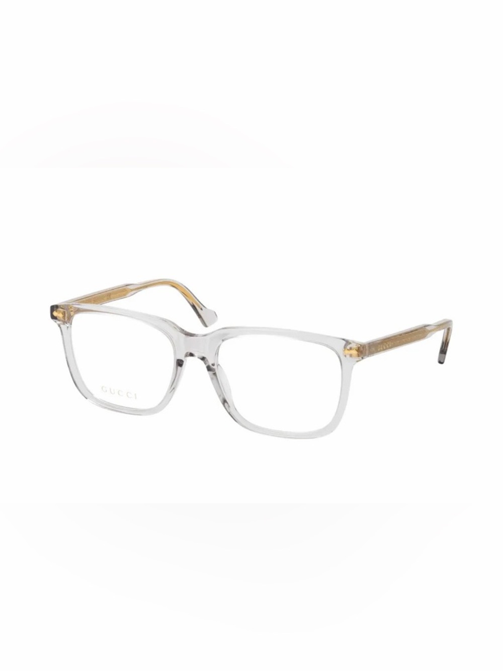 Gucci Transparent Square Glasses with Gold Detail